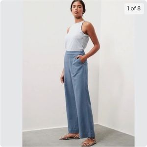 Worn once! EUC Banana Republic blue and thin white strip pant